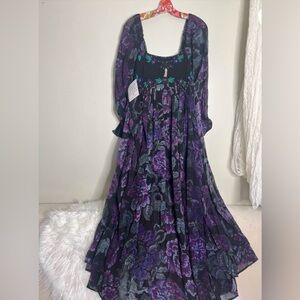 Free People Timeless Tapestry Embellished  Maxi Dress Twilight Combo Size S